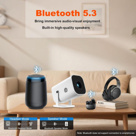 Mini Projector with WiFi & Bluetooth, 1080P Portable Movie Projector