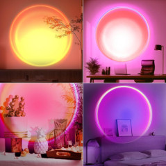 Sunset Lamp Projection Light - 16 Color Changing Rainbow Projector with 4 Modes, 180° Angle, Red