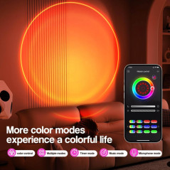 Lampe Projection Coucher de Soleil 16 Couleurs, 4 Modes - Rouge