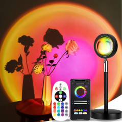 Lampe Projection Coucher de Soleil 16 Couleurs, 4 Modes - Rouge