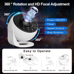 Projecteur Galaxy Pro 13-en-1 : Planétarium 360°, Lumière Nuit
