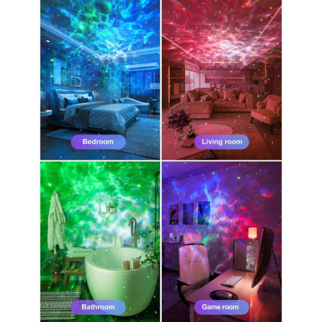 One Fire Galaxy Projector - 15 Colors, Bluetooth, Timer & LED Lights