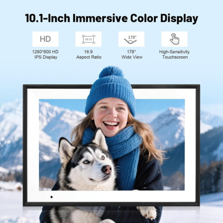 10.1 HD Digital Picture Frame 1280x800 IPS Touch Screen, 32GB Black