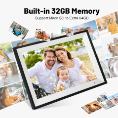 Cadre Photo Numérique 10,1 HD IPS 32GB WiFi Noir