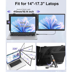 Ultra-Slim 14.2 FHD Portable Laptop Screen Extender, 1.87lbs, Plug & Play for 14-17.3 Laptops