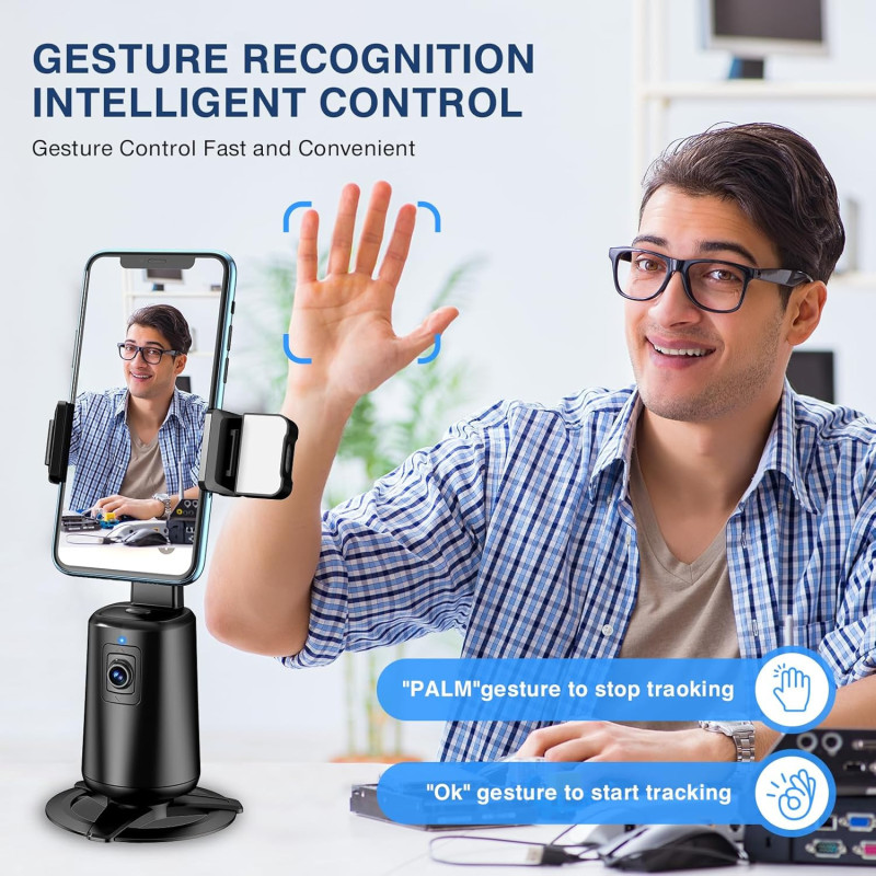 Trépied Auto Face Tracking 360° avec Télécommande et Gestes
