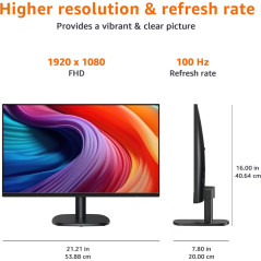 Amazon Basics 24” FHD Monitor, 1080P, 100Hz, VESA, Built-in Speakers