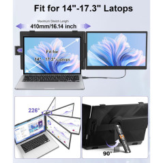 Ultra-Slim 14.2 FHD Portable Laptop Screen Extender, 1.87lbs, Plug & Play for 14-17.3 Laptops