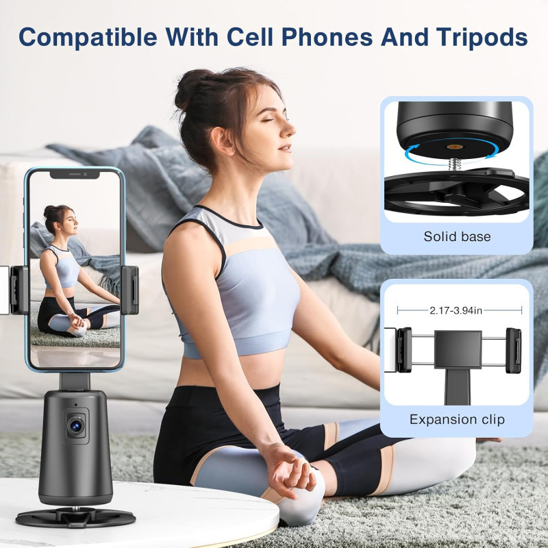 Trépied Auto Face Tracking 360° avec Télécommande et Gestes