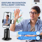 Auto Face Tracking 360° Rotating Tripod Stand for Phone with Remote & Gesture Control, Rechargeable - Black Auto Face Tracking 360° Rotating Tripod Stand for Phone with Remote & Gesture Control, Rechargeable - Black