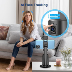 Auto Face Tracking Tripod 360° Rotating Phone Stand with Remote & Gesture Control