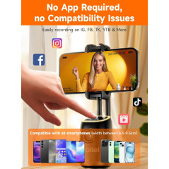Rollei Trépied Stabilisateur Smartphone avec Suivi Auto AI pour iPhone/Android - Streaming, TikTok, Vlog
