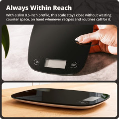 Greater Goods Food Scale Black Glass – Slim, Compact, 1g Precision
