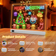 Tablette Lumineuse LED 16 Rechargeable avec 13 Effets Lumineux, Cadeau Idéal pour Enfants