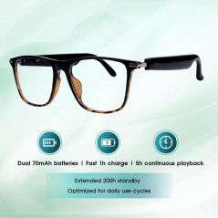 Lunettes Audio Bluetooth IPX5 Noir - Verres Changeants & Haut-Parleurs Ouverts