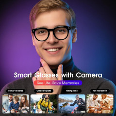 AI Smart Glasses with Camera, Open-Ear Audio, and Real-Time Translation Features