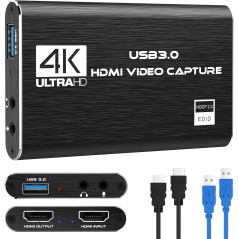 Carte de capture 4K HDMI USB 3.0, 1080P 60FPS, compatible Xbox/PS4/PS5/PC, streaming et enregistrement vidéo