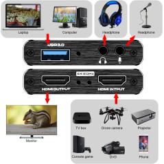 Carte de Capture 4K HDMI 1080P 60FPS USB 3.0 pour Streaming