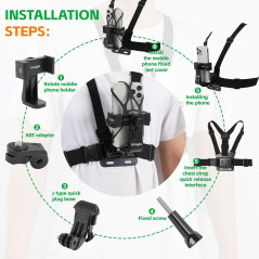 KINGKI Mobile Phone Chest & Head Strap Mount for POV VLOG & Cameras
