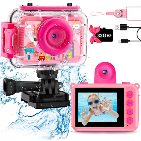 Caméra Étanche Enfants 1080P 99FT + Carte 32GB - GKTZ