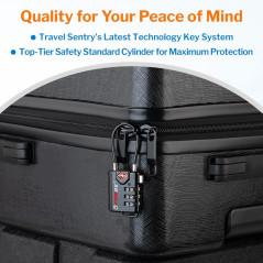 TSA Approved Cable Luggage Locks - Re-settable Alloy Combo, Black (2 Pack)