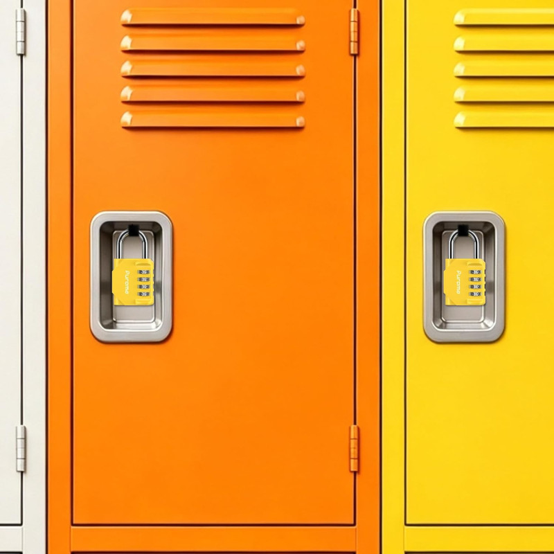 Puroma 4-Digit Combination Lock - Yellow Gym Locker Padlock, 1 Pack