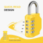Cadenas à combinaison 4 chiffres Puroma 1 pièce jaune pour casier de gym Cadenas à combinaison 4 chiffres Puroma 1 pièce jaune pour casier de gym