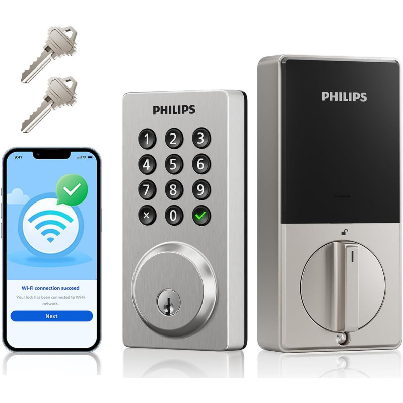 Philips WiFi Smart Keypad Deadbolt Lock – App Control, No Hub Needed
