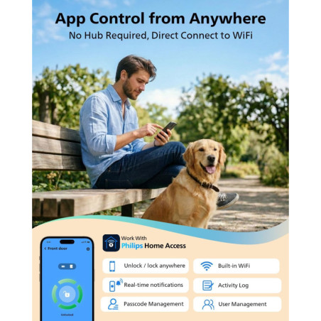 Serrure Philips WiFi Smart Keypad Deadbolt, Contrôle App à Distance, Sans Hub requis