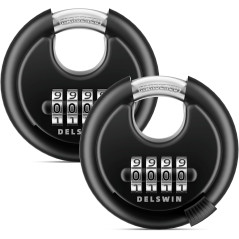 DELSWIN 4-Digit Outdoor Combination Locks - Weatherproof Heavy Duty Padlocks (2 Pack)