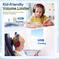 EarFun K1 Kids Wired Headphones with Mic & Volume Limit - Safe Audio