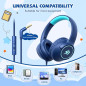 Casque Enfants Filaire 3.5mm Volume Sûr avec Microphone, Bleu Marine pour École Casque Enfants Filaire 3.5mm Volume Sûr avec Microphone, Bleu Marine pour École