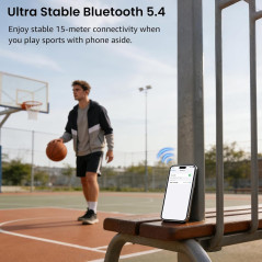TOZO OpenEarRing Écouteurs Ouverts Bluetooth 5.4, 40H Autonomie, Légers et Confortables