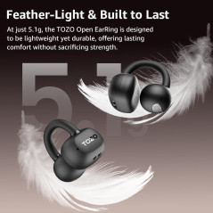 TOZO OpenEarRing Bluetooth 5.4 Earbuds – 40H Lightweight Comfort