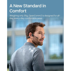 SHOKZ OpenComm2 Open-Ear Bluetooth Headset with Noise-Canceling Mic