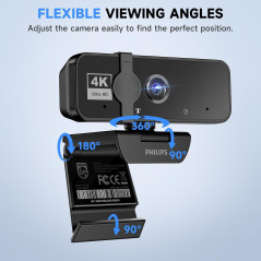 PHILIPS 4K PC Webcam with Microphone – Perfect for Online Meetings