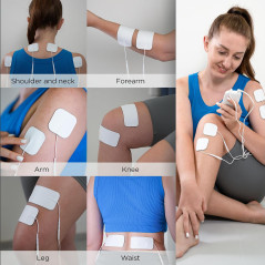 Stimulateur Musculaire 4 en 1 TENS & EMS, Appareil de Massage Rechargeable avec 12 Électrodes, Certifié FDA