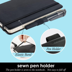 Small A6 Notebook Pocket Journal 3-Pack, Black Leather Cover 3.7x5.7