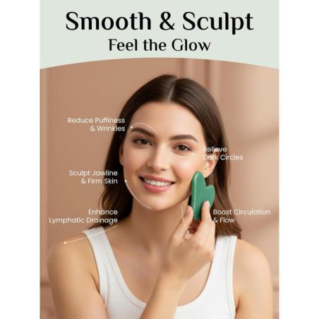 Rena Chris Jade Gua Sha Facial Tool for Jawline & Puffiness Relief
