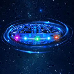 Drone jouet volant à main avec capteurs 360°, LED, mini UFO pour enfants 6-10 ans (Bleu)