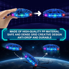 Hand Operated Mini Flying Drone for Kids with LED Lights – Blue UFO Toy