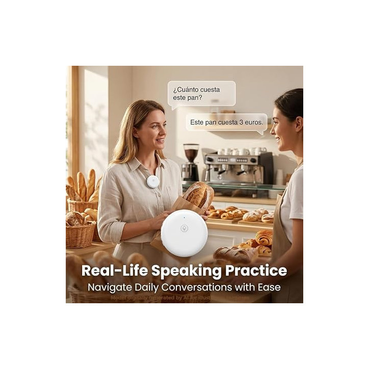 AI Wearable Language Translator - 165 Languages, Black Voice Translator Device AI Wearable Language Translator - 165 Languages, Black Voice Translator Device