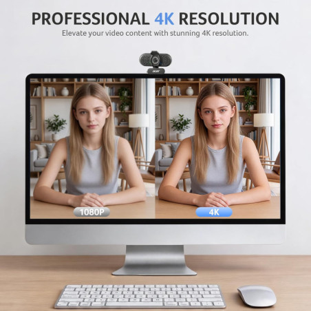 Acer A640 Webcam 4K avec Micro Anti-Bruit IA pour Streaming