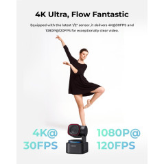 OBSBOT Tiny 3 Lite Webcam 4K avec Audio Spatial IA Compacte