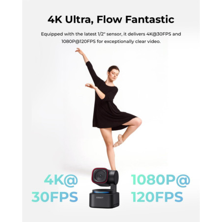 OBSBOT Tiny 3 Lite 4K Webcam with AI Spatial Audio & Compact Tracking