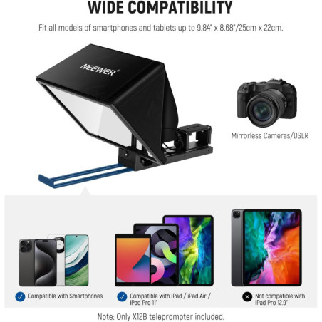 Téléprompteur NEEWER X12B 12 Bluetooth pour iPad & DSLR