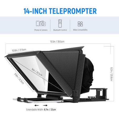 NEEWER X12 14 Téléprompteur Aluminium pour iPad & Caméra