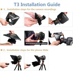 Desview T3 Téléprompteur Portable pour Appareils jusqu'à 10, Verre 70/30, 9 Adaptateurs DSLR - Streaming & YouTube