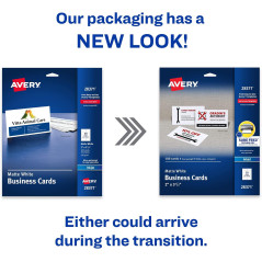 Cartes de visite Avery imprimables 2x3.5 blanches, 100 pcs