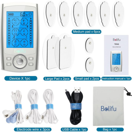 Belifu TENS EMS 24 Modes - Stimulateur Musculaire Anti-Douleur